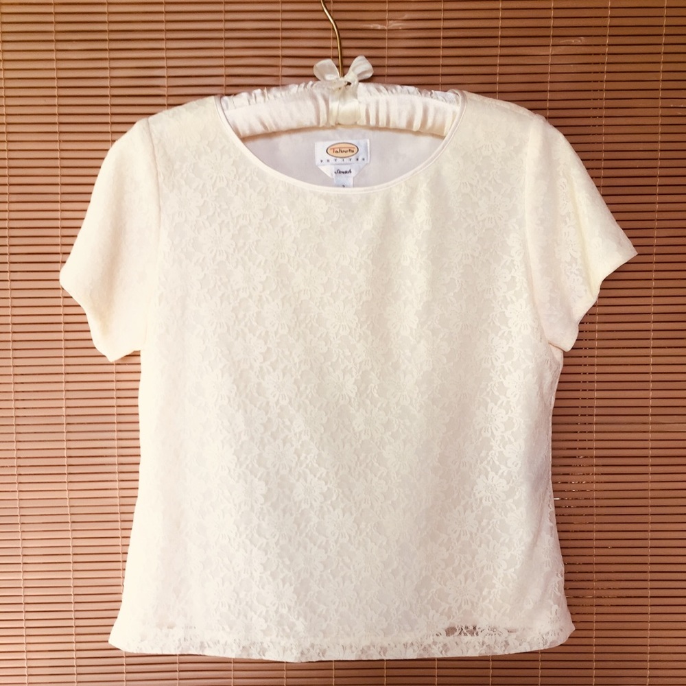 Talbots Petite Short Sleeve Lace Blouse